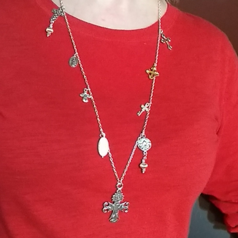 Crosses charm necklace 32" length customizable